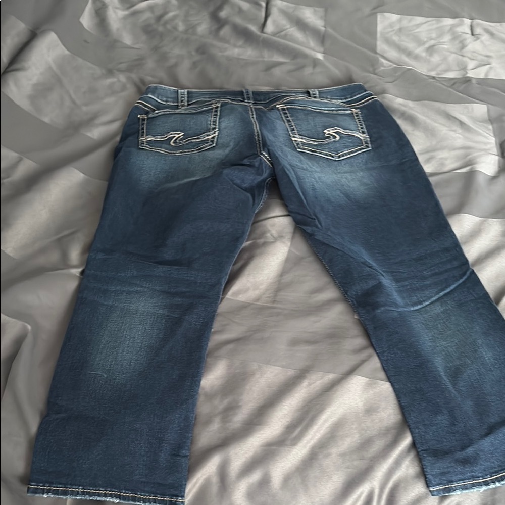Silver Jeans, Capri, Blue Straight Leg Denim